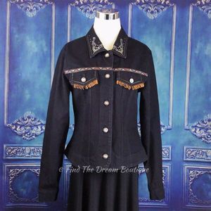 Apache L Jean Jacket Black Fringe Southwestern VTG